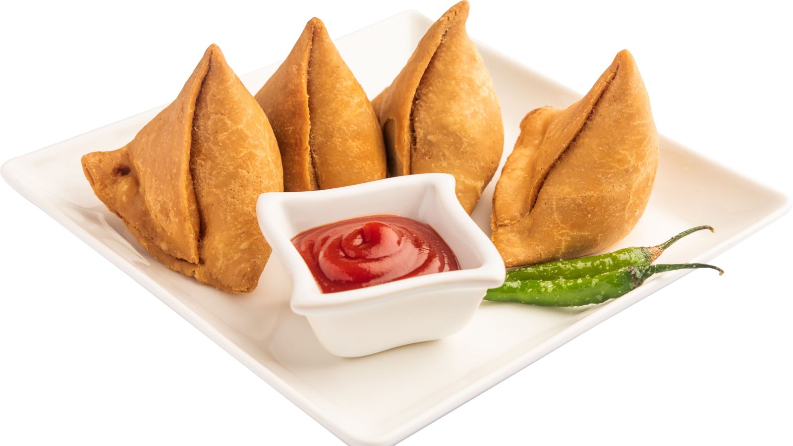 Golden vegetarian samosas